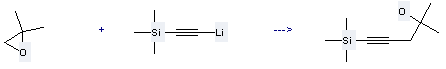 The Lithium,[2-(trimethylsilyl)ethynyl]- can react with 2,2-Dimethyl-oxirane to get 2-Methyl-5-trimethylsilanyl-pent-4-yn-2-ol
